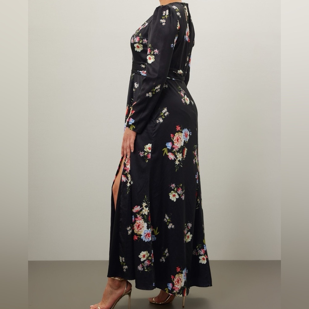 Ieena for Mac Duggal Faux Wrap Floral Gown, 14 - Picture 3 of 16